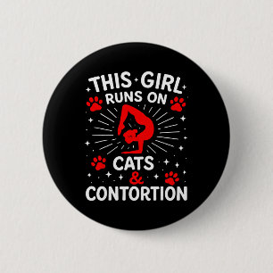 Chapa Redonda De 5 Cm Esta chica funciona con gatos y yoga de contorsión