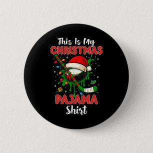 Chapa Redonda De 5 Cm Esta es mi camisa de pijama de Navidad Xmas Hockey