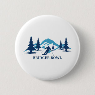 Chapa Redonda De 5 Cm Estación de esquí Bridger Bowl Montana Esquiador E