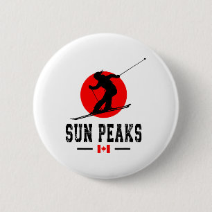 Chapa Redonda De 5 Cm Estación de esquí Sun Peaks Canadá Montañas Rocosa