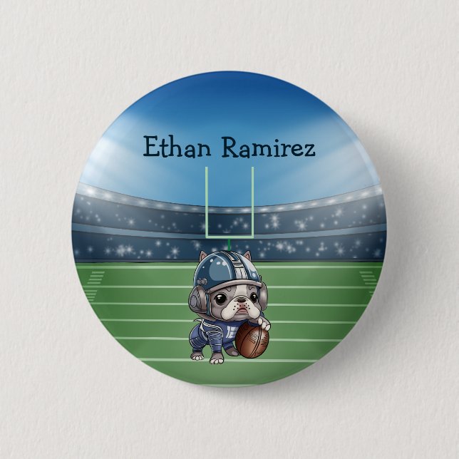 Chapa Redonda De 5 Cm Estadio de bulldog Francés Cute de quarterback (Anverso)