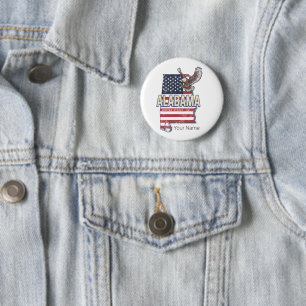Chapa Redonda De 5 Cm Estado de Alabama Estados Unidos Mapa de Retro Vin