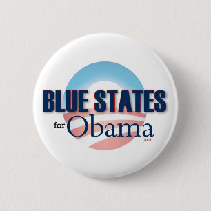 Chapa Redonda De 5 Cm Estados azules para Obama