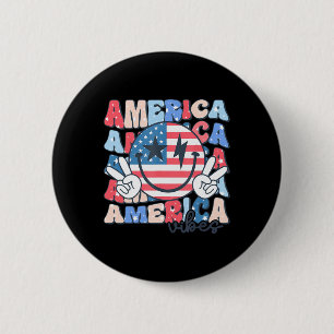 Chapa Redonda De 5 Cm Estados Unidos Vibes Usa Groovy Retro Sonríe Face