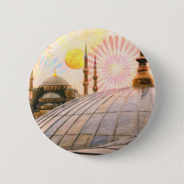 Chapa Redonda De 5 Cm Estambul lluviosa (Anverso)