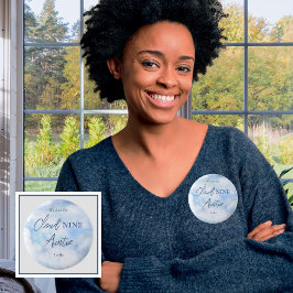 Chapa Redonda De 5 Cm Estamos En Nueve Niñas Azules De La Tía De Baby Sh