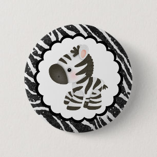 Chapa Redonda De 5 Cm Estampado de animales lindo de la cebra y del