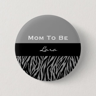 Chapa Redonda De 5 Cm Estampado de zebra gris moderno neutral 7 de Baby
