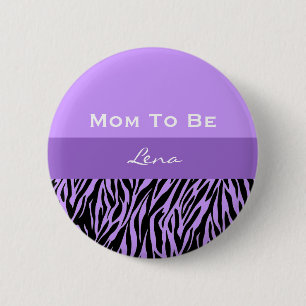 Chapa Redonda De 5 Cm Estampado de zebra púrpura moderno neutral 2 de