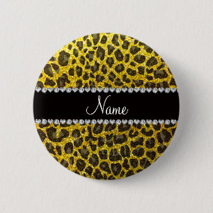 Chapa Redonda De 5 Cm Estampado leopardo amarillo de neón conocido de