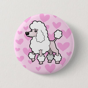 Chapa Redonda De 5 Cm Estándar/Miniatura/Toy Poodle Love (show cut)