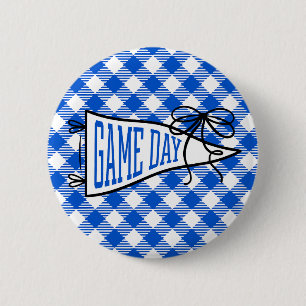 Chapa Redonda De 5 Cm Estandarte de día de juego de cuadros azules reale