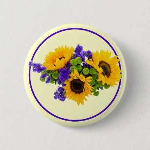 Chapa Redonda De 5 Cm Estatia azul y girasoles
