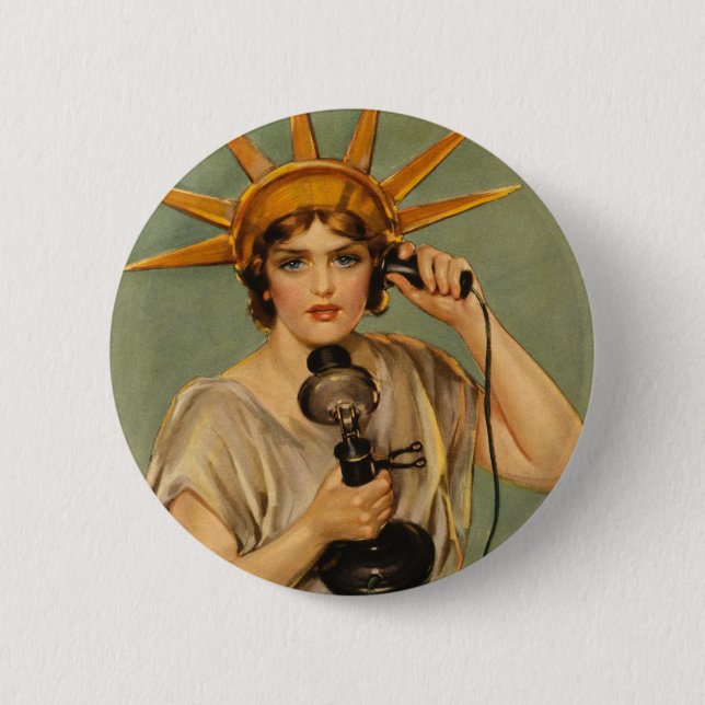 Chapa Redonda De 5 Cm Estatua de la Libertad, anuncio de guerra patrióti (Anverso)