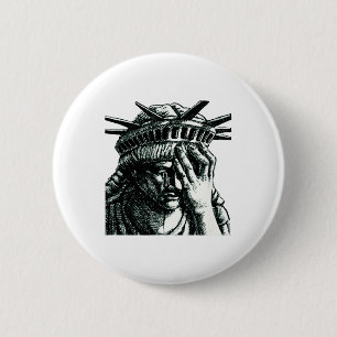 Chapa Redonda De 5 Cm Estatua De La Libertad Llorando Contra Trump No Se