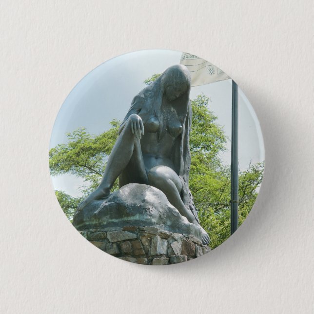 Chapa Redonda De 5 Cm Estatua de Lorelei (Anverso)