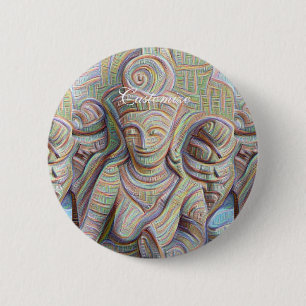 Chapa Redonda De 5 Cm Estatua de Mosaic buddha