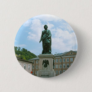 Chapa Redonda De 5 Cm Estatua de Mozart en Salzburgo