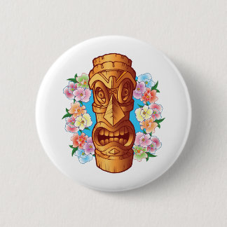 Chapa Redonda De 5 Cm Estatua de Tiki del dibujo animado