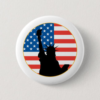 Chapa Redonda De 5 Cm Estatua Del Diseño Patriótico De La Libertad