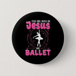 Chapa Redonda De 5 Cm Este Chica Corre Sobre Jesús Y El Baile De Ballet