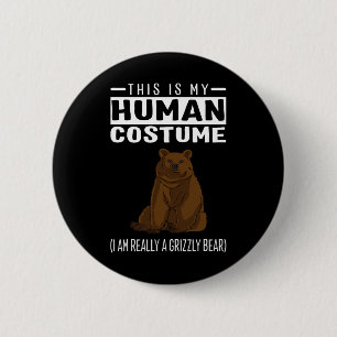 Chapa Redonda De 5 Cm Este es mi disfraz humano, en realidad soy un oso 