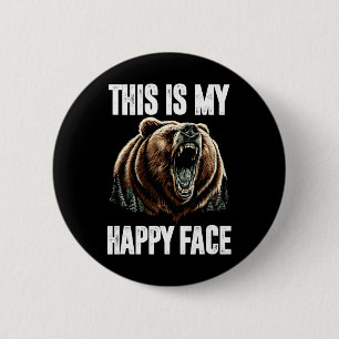 Chapa Redonda De 5 Cm Este Es Mi Face Feliz Oso Gracioso Grizzly Forest