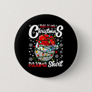 Chapa Redonda De 5 Cm Este Es Mi Navidad El Árbol De Xmas De Voleibol Pa