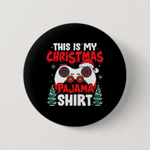 Chapa Redonda De 5 Cm Este es mi videojuego de pijama de Navidad para ch