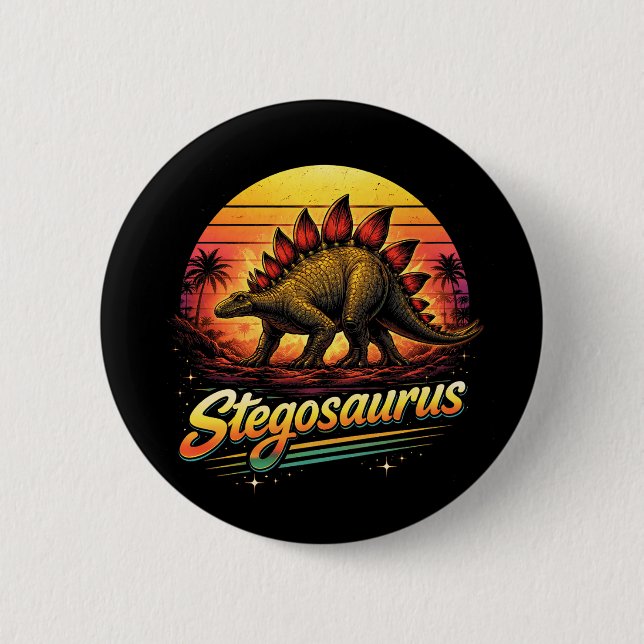 Chapa Redonda De 5 Cm Estegosaurio (Anverso)