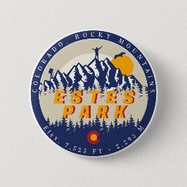 Chapa Redonda De 5 Cm Estes Park Colorado Flag Mountains Senderismo Souv