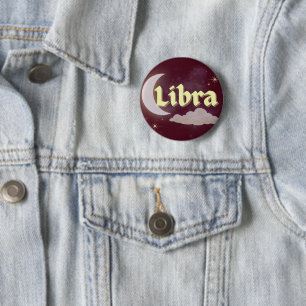 Chapa Redonda De 5 Cm Estética Celestial Libra Luna Nubes Estrellas Dise
