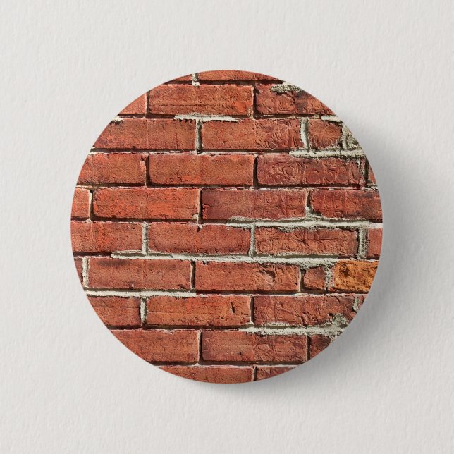 Chapa Redonda De 5 Cm Estilizada pared urbana de ladrillo rojo (Anverso)