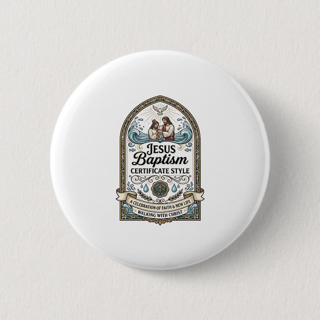 Chapa Redonda De 5 Cm Estilo de Certificado de Bautismo de Jesús Certifi (Anverso)