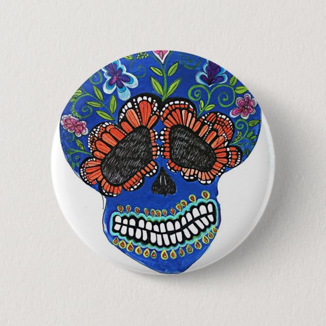 Chapa Redonda De 5 Cm Estilo del mexicano de Halloween (Anverso)