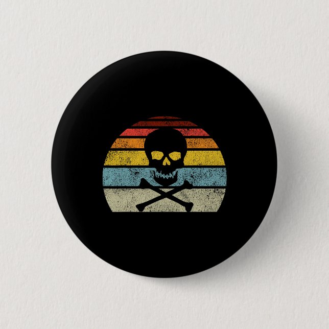 Chapa Redonda De 5 Cm Estilo retro de la bandera del cráneo pirata vinta (Anverso)