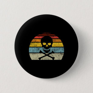 Chapa Redonda De 5 Cm Estilo retro de la bandera del cráneo pirata vinta