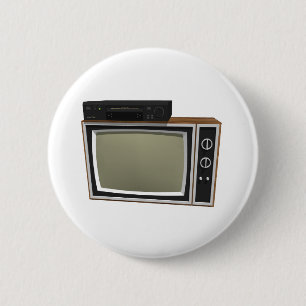 Chapa Redonda De 5 Cm estilo TV y VCR de los años 80: modelo 3D