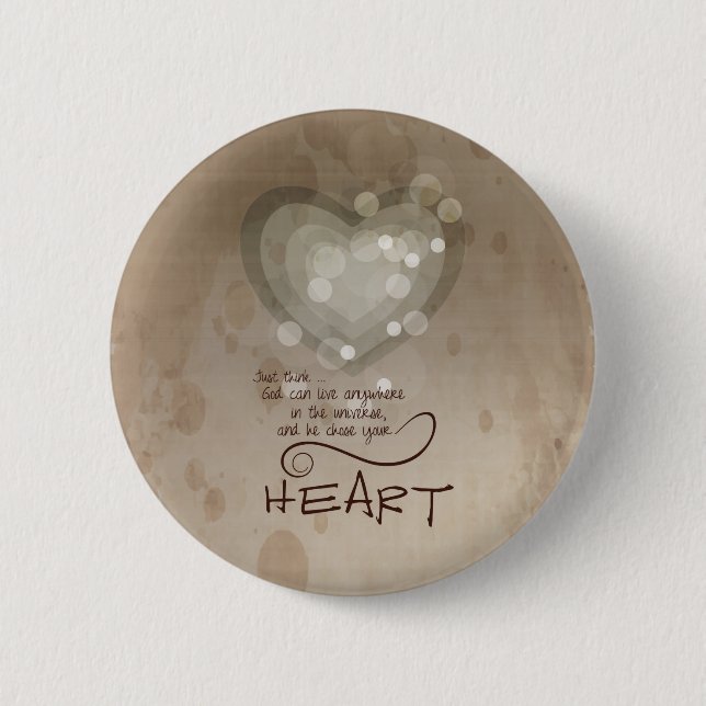 Chapa Redonda De 5 Cm Estímulo Religioso del Corazón, Grunge (Anverso)