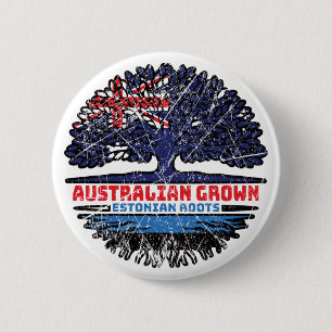 Chapa Redonda De 5 Cm Estonia raíces estonias australianas de árboles