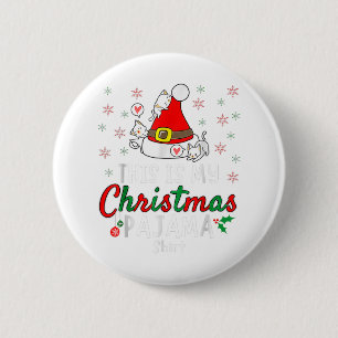 Chapa Redonda De 5 Cm Estos son mis Navidades Camisas Pajama Navidad gat