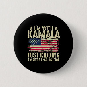 Chapa Redonda De 5 Cm Estoy con Kamala solo secuestrando no es una elecc