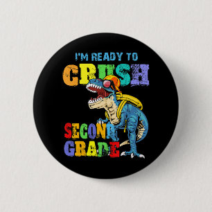 Chapa Redonda De 5 Cm Estoy listo para aplastar a los dinosaurios de seg