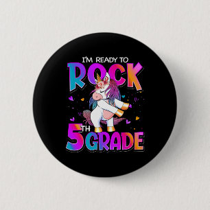 Chapa Redonda De 5 Cm Estoy listo para rodar a Unicornio de quinto grado