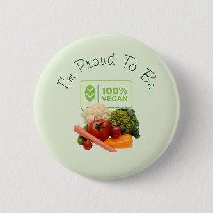Chapa Redonda De 5 Cm Estoy orgulloso de ser 100% vegano