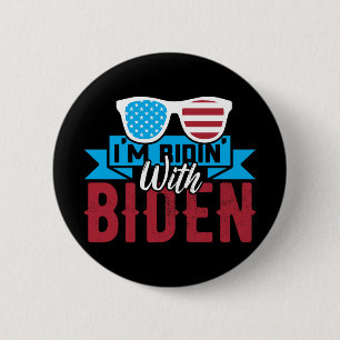 Chapa Redonda De 5 Cm Estoy Ridin con Biden