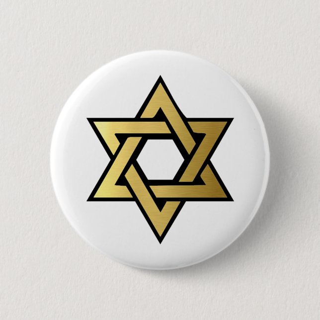 Chapa Redonda De 5 Cm Estrella de David Jewish Button (Anverso)