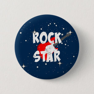 Chapa Redonda De 5 Cm "estrella de rock"