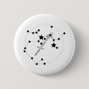 Chapa Redonda De 5 Cm Estrella de zodiaco en color negro y plata de Sagi
