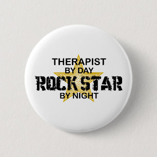 Chapa Redonda De 5 Cm Estrella del rock del terapeuta por noche